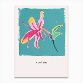 Fuchsia 2 Square Flower Illustration Poster Canvas Print