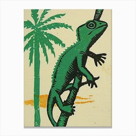 Chameleon With Palm Trees Bold Block 1 Canvas Print