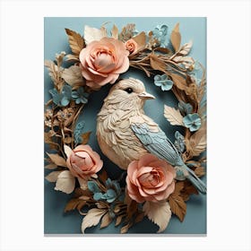 Bird In A Wreath 18 Canvas Print