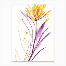 Saffron Herb Minimalist Watercolour 2 Canvas Print