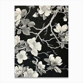 Great Japan Hokusai Black And White Flowers 14 Canvas Print