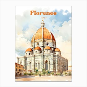 Florence Italy European Church Travel Illustration Canvas Print