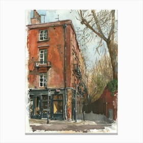 Islington London Borough   Street Watercolour 2 Canvas Print