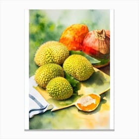 Durian Italian Watercolour fruit Canvas Print