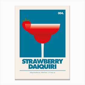 Strawberry Daiquiri, Cocktail Print (Blue) Canvas Print