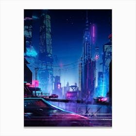 A Full Scale Concept Illustration Of An Urban Future Landscape Bathed In A Sea Of Electric Movement (6) Canvas Print