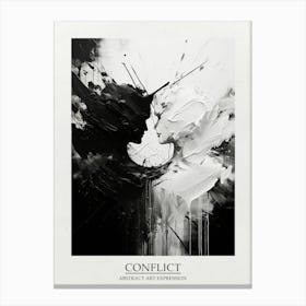 Conflict Abstract Black And White 4 Poster Canvas Print