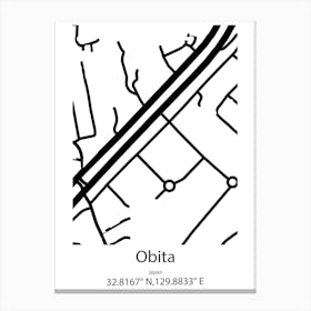 Obita,Japan Minimalist Map Canvas Print