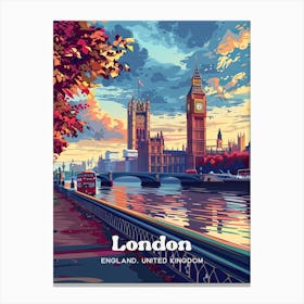 London England Big Ben Art Illustration Canvas Print