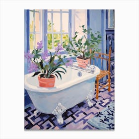 A Bathtube Full Lavender In A Bathroom 3 Canvas Print