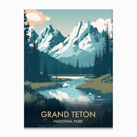 Teton National Park Vintage Travel Poster 3 Canvas Print