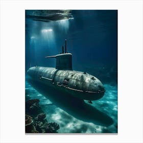 Submarine In The Ocean -Reimagined 10 Canvas Print