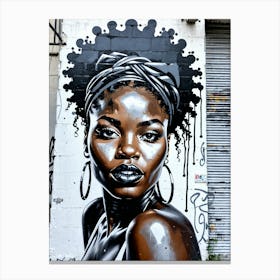 Graffiti Mural Of Beautiful Black Woman 326 Canvas Print