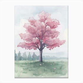 Cherry Tree Atmospheric Watercolour Painting 2 Canvas Print