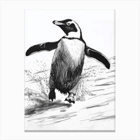 Emperor Penguin Sliding On Ice 4 Canvas Print
