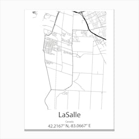 Lasalle,Canada Minimalist Map Canvas Print