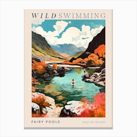 Wild Swimming At Fairy Pools Isle Of Wight Poster Canvas Print