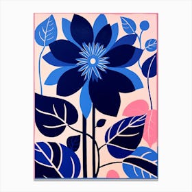 Blue Flower Illustration Poinsettia Canvas Print