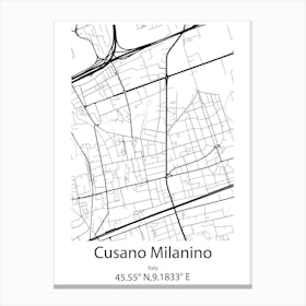 Cusano Milanino,Italy Minimalist Map Canvas Print