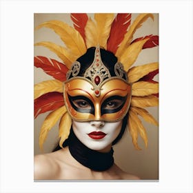 A Woman In A Carnival Mask (10) Canvas Print
