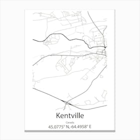 Kentville,Canada Minimalist Map Canvas Print