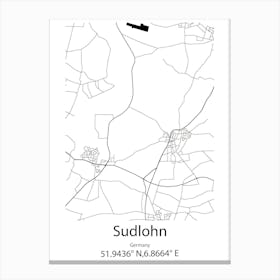 Sudlohn,Germany Minimalist Map Canvas Print