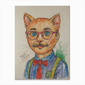 Kitty With Glasses Canvas Print