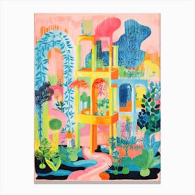 Hanging Gardens Of Babylon Abstract Riso Style 1 Canvas Print