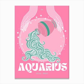 Hot Pink Zodiac Aquarius Canvas Print