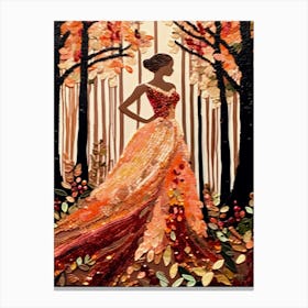 Woman In Autumn Forest Canvas Print