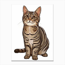 American Wirehair Cat Clipart Illustration 2 Canvas Print