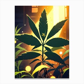 Marijuana Leaf In Front Of A Building Canvas Print