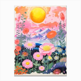 Abstract Landscape Risograph Style Botanical Canvas Print