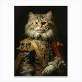 Cat In Royal Clothing Rococo Style 3 Canvas Print