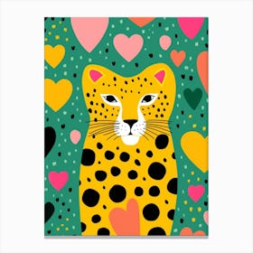 Geometric Leopard Heart Art Canvas Print