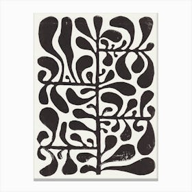 Linocut Plant 1 / Black & White Canvas Print