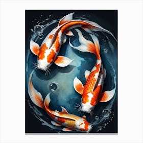 Koi Fish Yin Yang Painting (7) Canvas Print