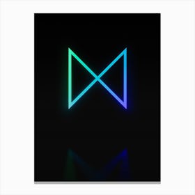 Neon Blue and Green Abstract Geometric Glyph on Black n.0317 Canvas Print