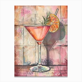 Fruity Rosemary Cocktail Watercolour Inspired Canvas Print