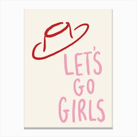 Let'S Go Girls pink and red and cream cowboy hat Canvas Print