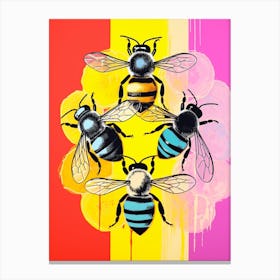 Vivid Bees Pop Art Inspired 1 Canvas Print