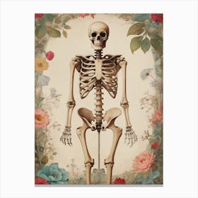 Botanical Skeleton Vintage Painting (22) Canvas Print