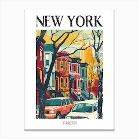 Stapleton New York Colourful Silkscreen Illustration 4 Poster Canvas Print