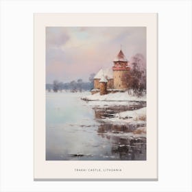 Dreamy Winter Painting Poster Trakai Castle Lithuania 2 Canvas Print