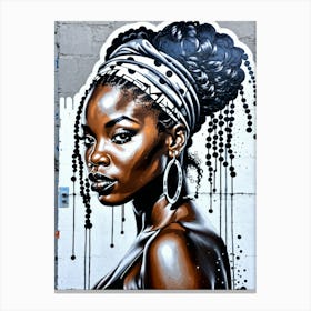 Graffiti Mural Of Beautiful Black Woman 341 Canvas Print