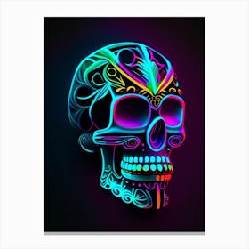 Skull With Neon Accents 1 Mexican Canvas Print