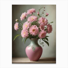 Pink Flowers In A Vase 2 Canvas Print