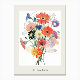 Gerbera Daisy 2 Collage Flower Bouquet Poster Canvas Print