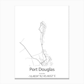 Port Douglas,Australia Minimalist Map Canvas Print