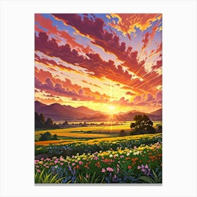 Sunset In The Meadow 40 Canvas Print